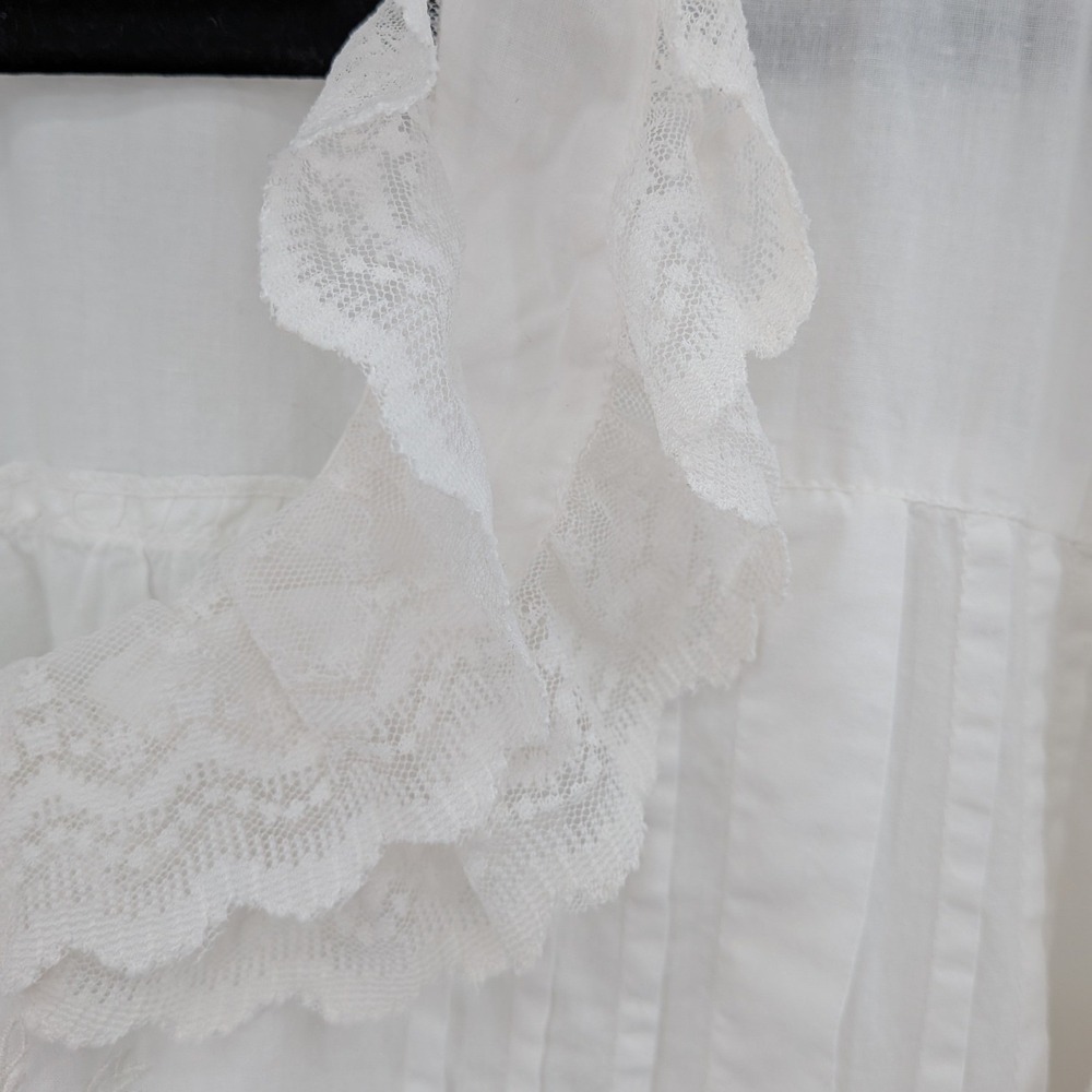 Boho Cottagecore Victorian 70s Saybury White Cotton Embroidery Lace Maxi M Gown - Picture 3 of 13